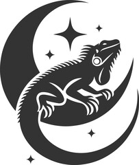 Animal vector silhouette of a iguana black illustration drawing