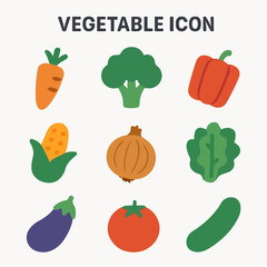 Vector Set Flat design vegetable menu icon 