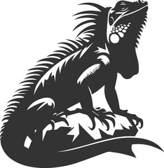 Animal vector silhouette of a iguana black illustration drawing