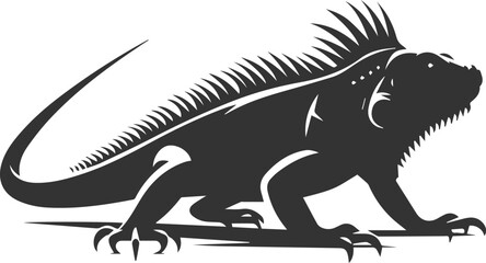 Animal vector silhouette of a iguana black illustration drawing