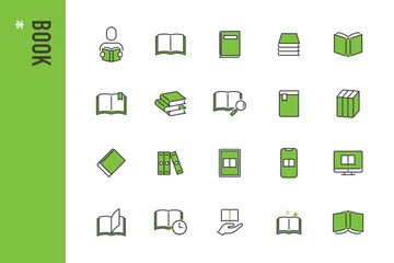 本のシンプルなラインアイコンセット