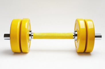 Obraz premium Yellow dumbbell, isolated on white background