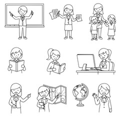 teacher doodle icon illustration 