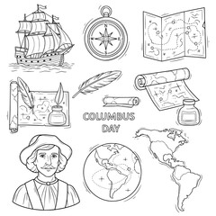 Columbus Day doodle icon illustration 