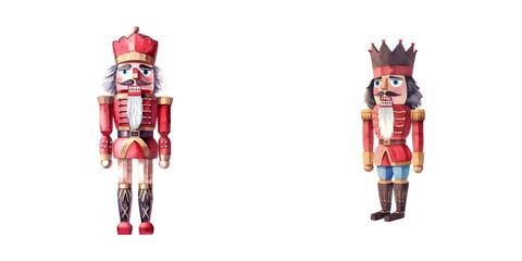 christmas red nutcracker watercolor vector illustration