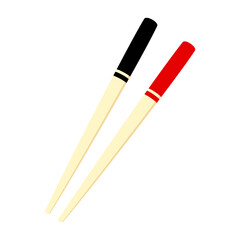 Wooden chopsticks on white background.