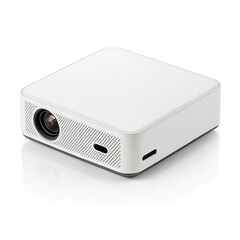 Mini phone projector for streaming videos on white background