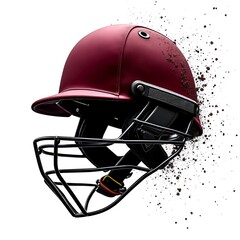 Red Cricket Helmet Isolated on a White Background, Perfect for Sports Designs and Promotional Material