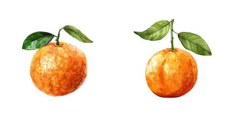 clementine fruit watercolor vector illustration