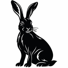Fototapeta premium Rabbit silhouette in sitting pose with big ears upright