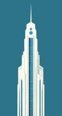 Modern, stylized, tall white building