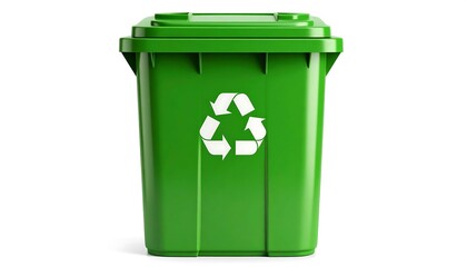 Green Recycling Bin Isolated.