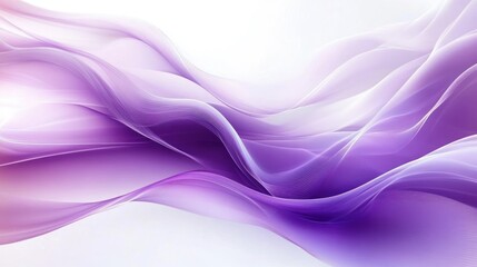 Abstract flowing purple and lavender translucent waves creating a smooth, dynamic, and elegant visual effect on a white background
