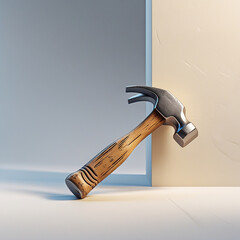 Claw hammer leaning against a wall