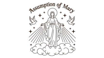 Assumption of Mary isolated on transparent background,           Generative ai.