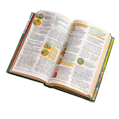 Fototapeta premium Open study Bible with highlighted text isolated on transparent background