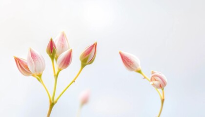 Fototapeta premium Delicate watercolor floral buds, soft pastel palette, flowing lines, hinting at new growth, delicate, feminine