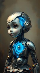 Childlike robot with glowing core