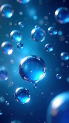 Obraz premium Blue Water Droplets Abstract Background.