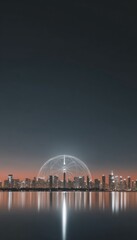 Obraz premium Night city skyline with ethereal orb