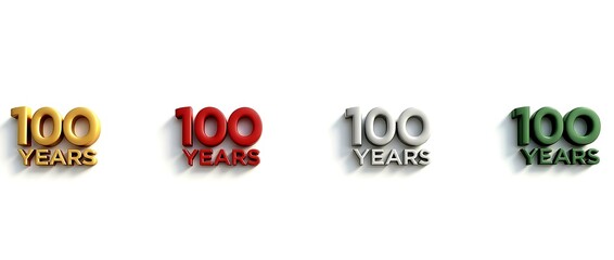 Elegant anniversary badge set featuring 25, 50, 75, 100 and other milestone years, designed with gold and silver accents, isolated on a clean white background for clarity and impact