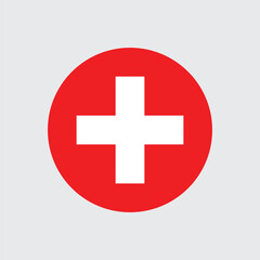 Switzerland circle round flag icon button vector sign symbol