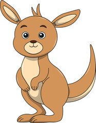 Cute kangaroo cartoon. Flat vector illustration. Wild life animals. Cute animal on white background