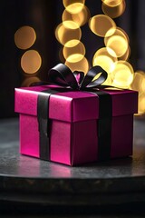 Emerald Green Gift Box with Gold Ribbon and Snowflake Design. A beautifully wrapped present, perfect for Christmas or holiday celebrations.