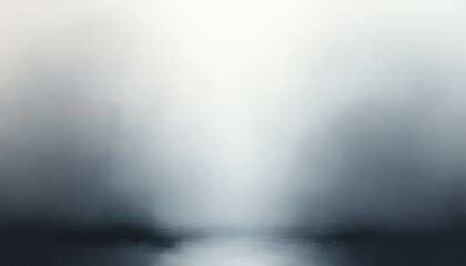 Mist-covered tranquil water body surrounded by dense fog creating a serene and mysterious atmosphere