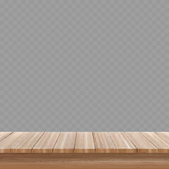Empty Wooden Table Top Isolated on Transparent .Vector