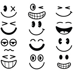 smile emotion template happy icons isolated vector illustration on white background