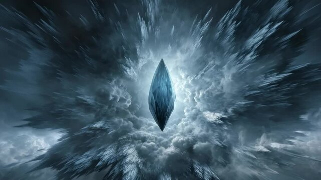 Mystical crystal in cloudy void