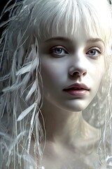 A Snow Queen beauty model with silver hair, perfect for snow-themed beauty wallpapers and backgrounds.