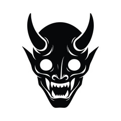 simple minimalism black vector oni mask on white background