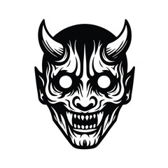 simple minimalism black vector oni mask on white background