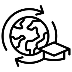 overseas internships line icon
