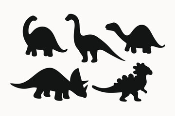 Adorable Dinosaur Silhouettes  A Collection of Cute Dino Illustrations