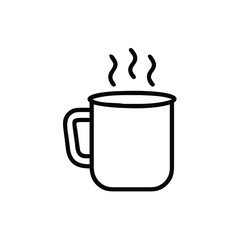 Hot drink in mug line art simple icon design