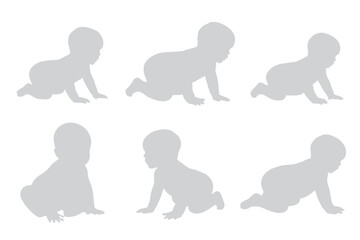The silhouettes of the child 0-1 year Boy and Girl Baby. Set of Babes Silhouettes icon. Variety Design Newborn baby. Eps 10