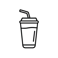 Refreshing drink line art soda cup with straw
