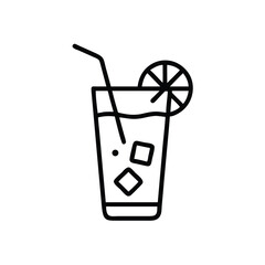 Obraz premium Refreshing iced drink line art illustration summer beverage