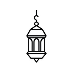 Elegant hanging lantern ramadan line art design