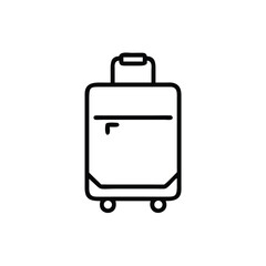 Simple line art illustration of a rolling suitcase for travel