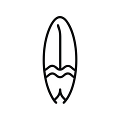 Surfboard line art icon summer beach wave ocean