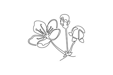 Floral with branch concept. Single line draw design. Vector graphic illustration