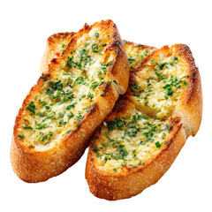 Delicious garlic bread, a culinary delight perfect for any occasion. The golden-brown bread is topped with fresh herbs