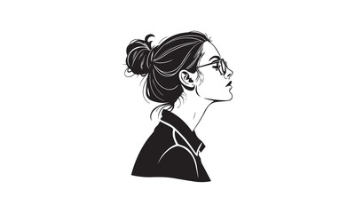 Woman With Glasses Silhouette
