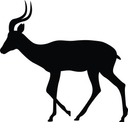 Antelope. Antler. Black Antelope. Silhouette. Animals. Running Antelope. Vector. Clean and minimal design, perfect for logos, icons, conservation posters, and animal-themed artwork.