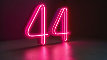 Striking 3d render of neon pink number 44 illuminated against dark background
