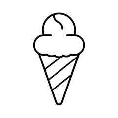 Flat Style Ice Cream Cone Bold Line Art Summer Clipart Vector